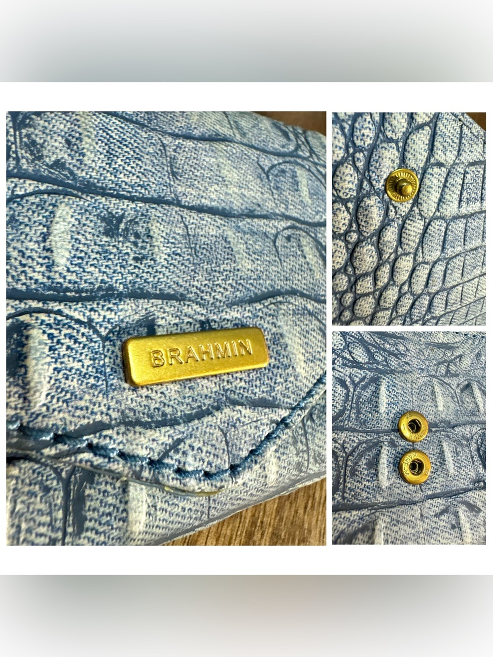 Brahmin EUC Lrg Duxbury & Veronica - Light Denim Tetra - FRONT EYE - Picture 14 of 16